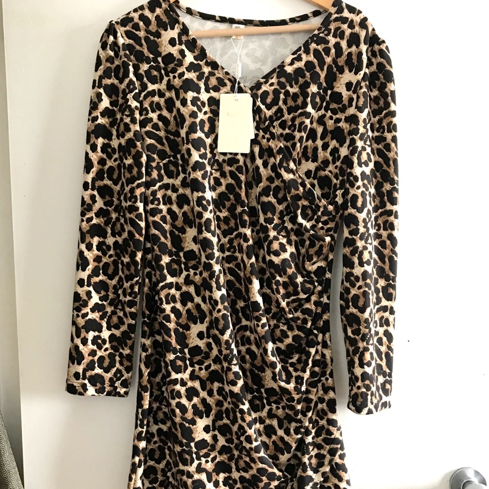 Leopard Jersey Dress Fits Like M/L